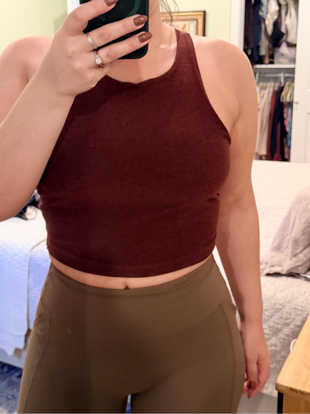 Beyond Yoga Ribbed Cropped Tank Top in Deep Brown